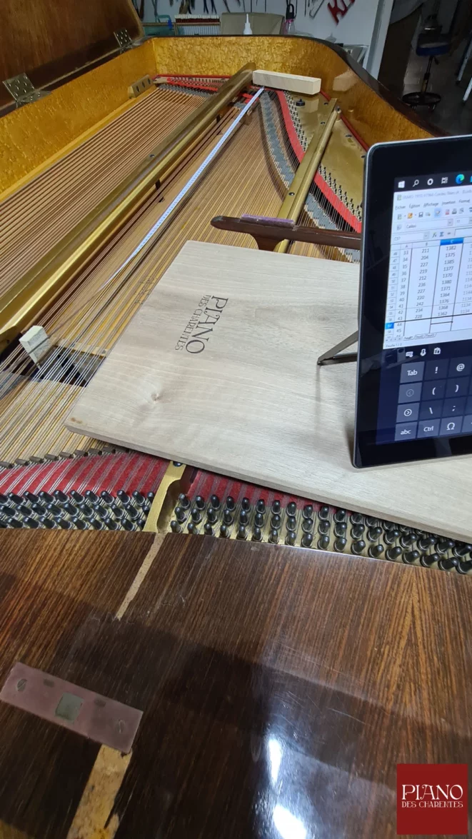 Relevé du plan des cordes piano ERARD